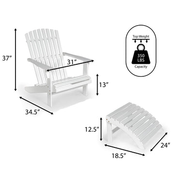 Saranac 2-Piece Traditional Rustic Acacia Wood Adirondack Chair with Detachable Ottoman - JONATHAN Y